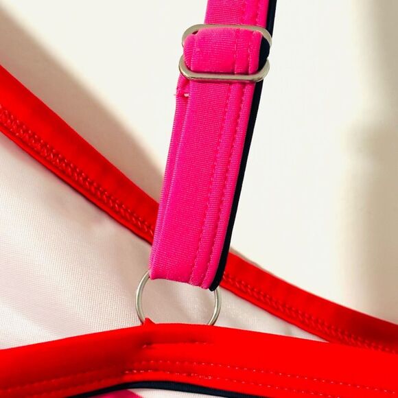 Lands’ End beach umbrella print tankini top red blue ink white size 22W - Picture 5 of 8